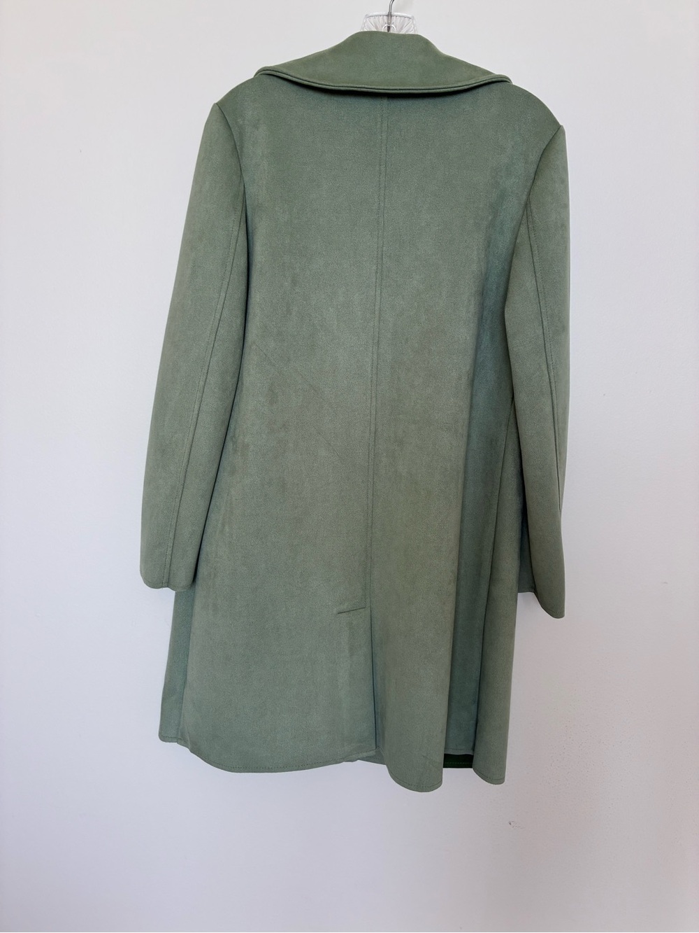 Elie Tahari Sage Green Faux Suede Coat Sz S - Picture 5 of 8